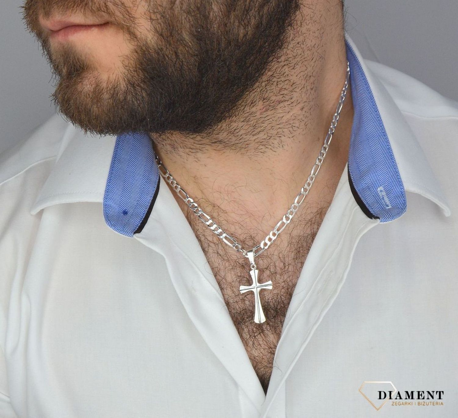 Srebrny łańcuszek 925 męski figaro 7 mm DIA-LAN-5527-925. Męski srebrny łańcuch. Srebrna kieta męska.Łańcuszek męski o figaro. Łańcuszek męski typu figaro to jeden z najmodniejszych wzorów męskich . Na prezent. Gruby męski łańcuch (1).jpg